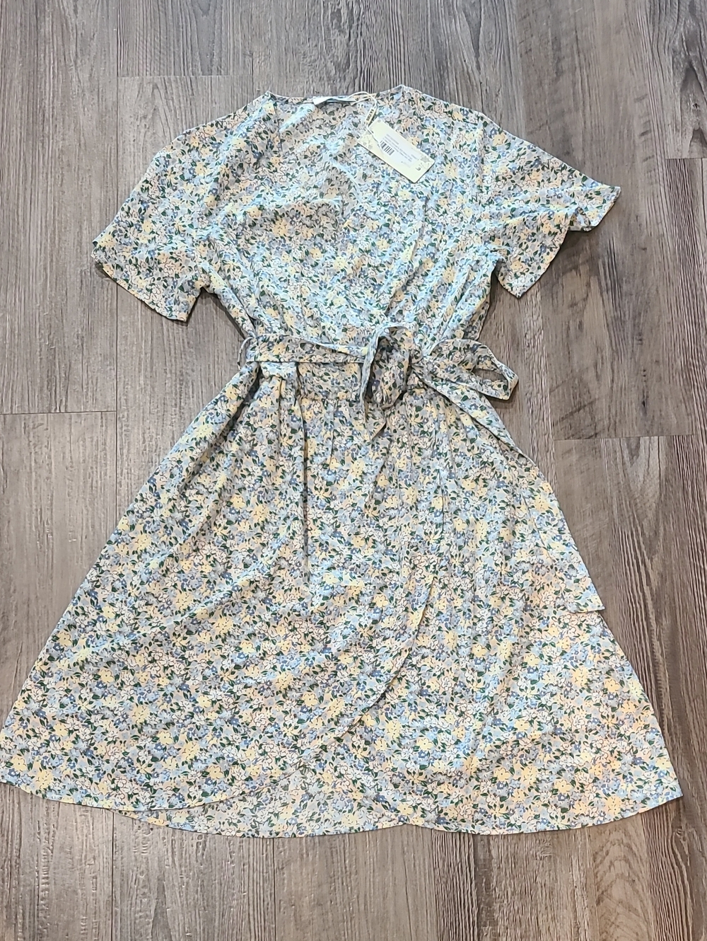 Navins Boho Wrap V Neck Floral Hi Low Swing Wrap Dress With Belt
